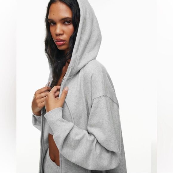ARITZIA TNA Sweatfleece Terry Fleece Boyfriend Fit Zip Up Hoodie - Picture 1 of 9